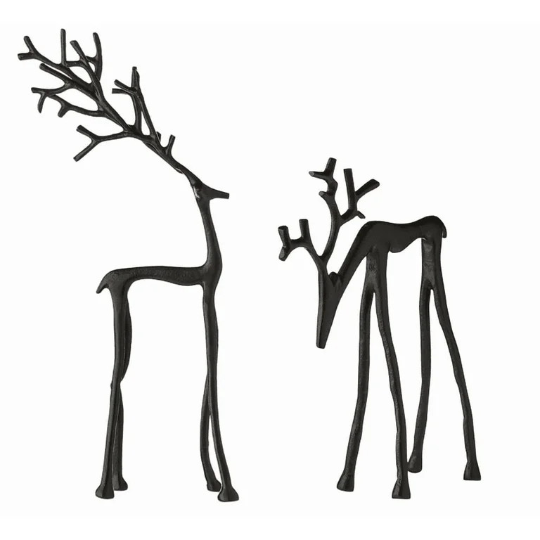 Christmas Decorations - Set of 2 Black Reindeer Statues - Modern Xmas Figurines - Elegant Indoor ... | Walmart (US)