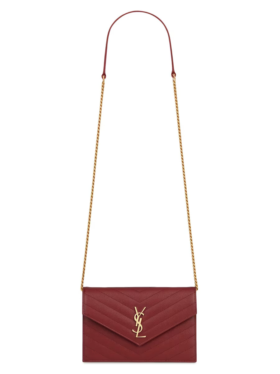 Cassandre Saint Laurent Matelassé Envelope Chain Wallet In Grain De Poudre Embossed Leather | Saks Fifth Avenue