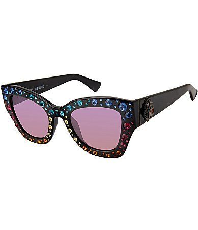 Kurt Geiger London Women's Rainbow Rhinestone KGL1013 58mm Statement Cat Eye Sunglasses - Black | Dillard's