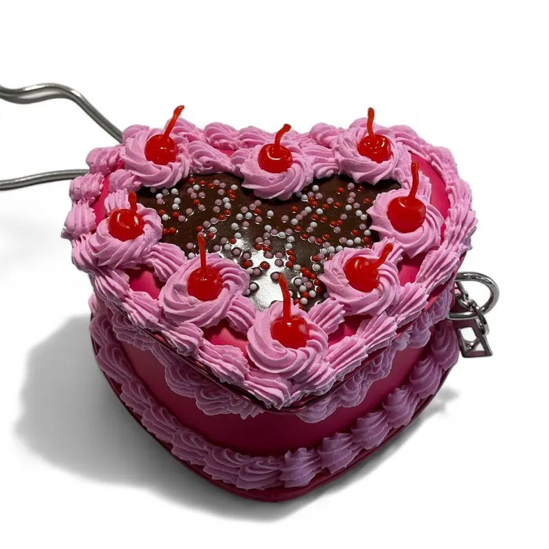 Small Faux Pink Cake Heart Purse With Chocolate & Sprinkles - Etsy | Etsy (US)