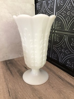 Vintage Vase E O Brody Co Large White Milk Glass Flower Fern 9 inch M5200 | eBay US