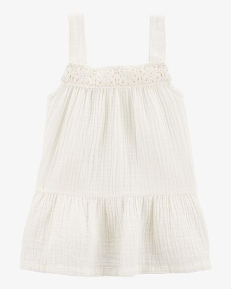 Toddler Gauze Crotchet Knit Tank - Ivory | Carter's Inc