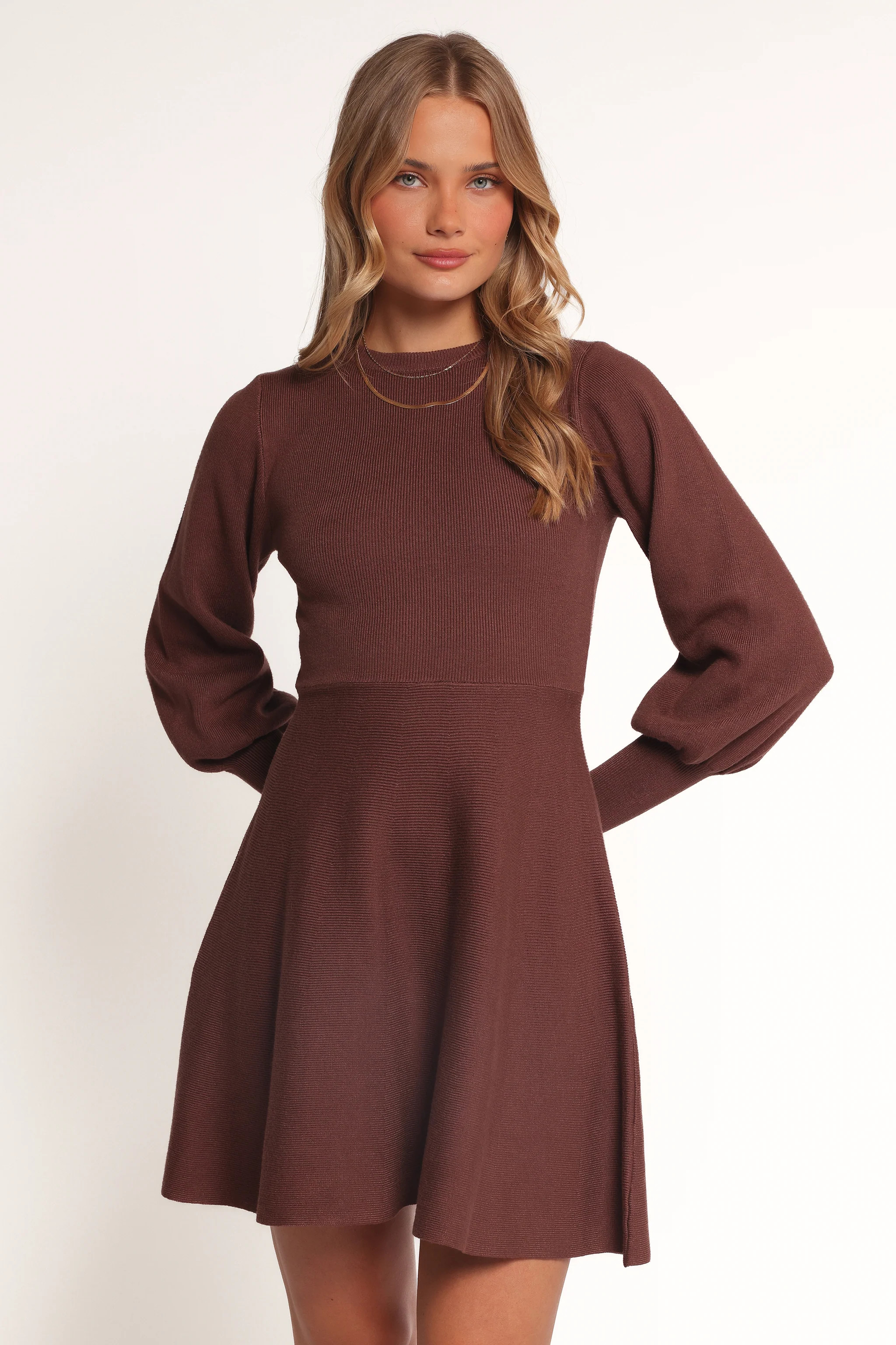 Gigi Long Sleeve Mini Dress - Brown | Petal & Pup (US)