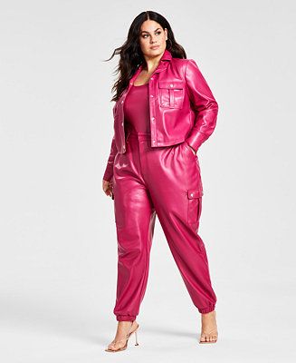 Nina Parker Plus Size Pleather Utility Jacket, Tank Bodysuit & Pleather Utility Pants, Created fo... | Macys (US)