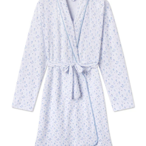Pima Robe in French Blue Floral | Lake Pajamas