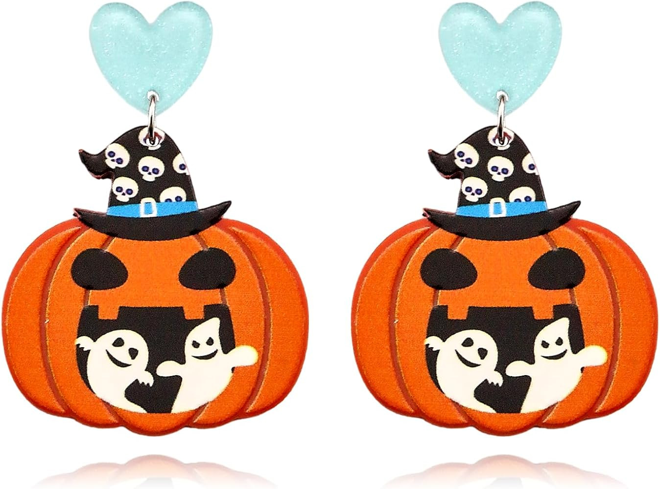 Halloween Cute Pumpkin Earrings for Women Acrylic Fun Spooky Pumpkin Spider Halloween Earrings Ha... | Amazon (US)