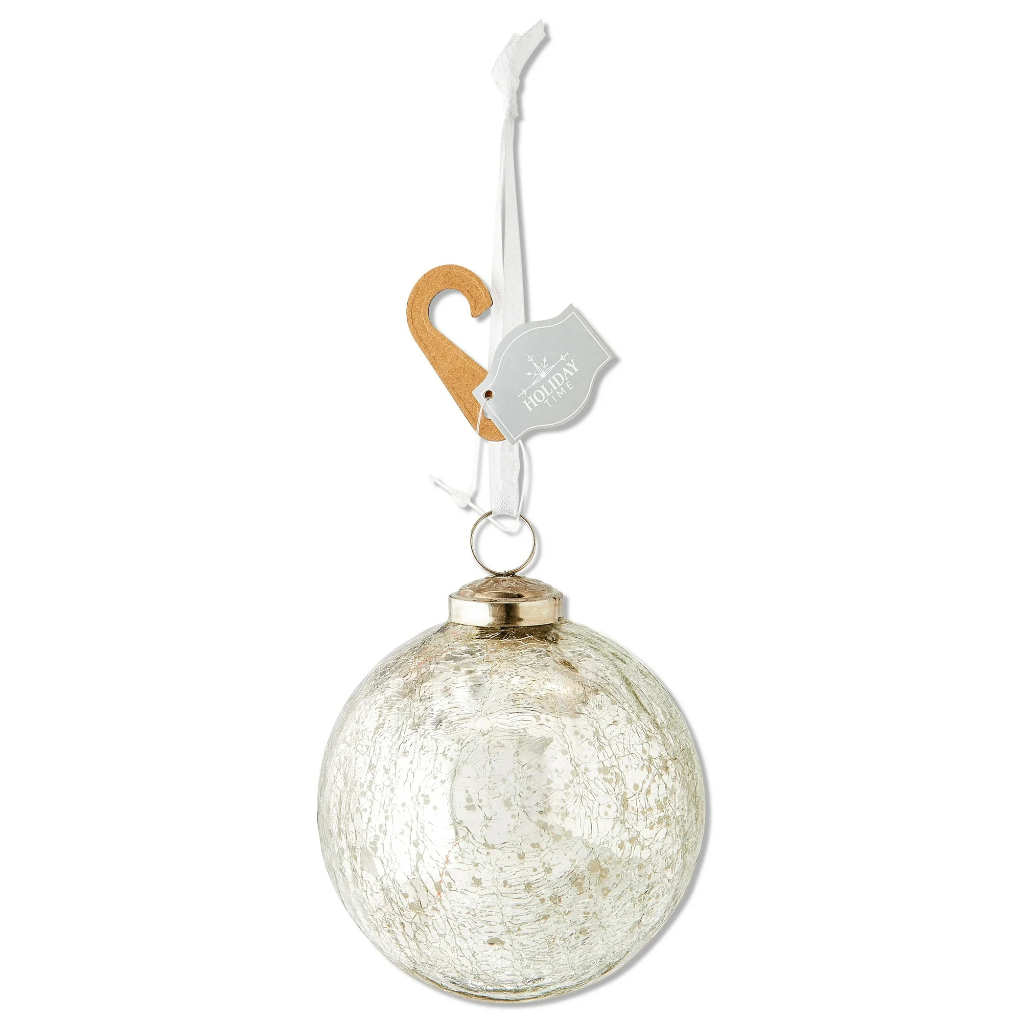 Silver Crackle Glass Ball Christmas Ornament, 4", by Holiday Time | Walmart (US)
