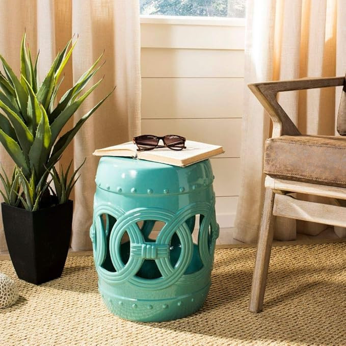 SAFAVIEH Home Collection Double Coin Light Blue Ceramic Indoor/ Outdoor Decorative Garden Stool (... | Amazon (US)