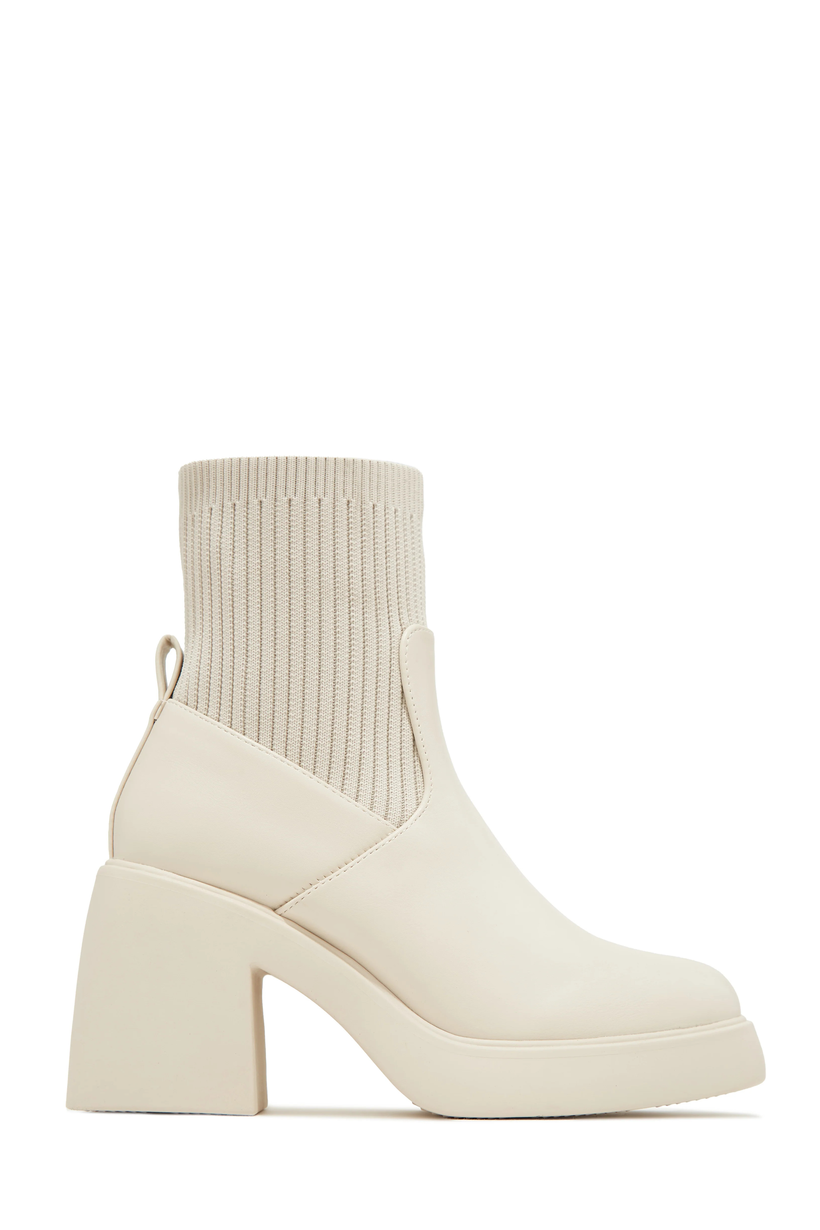 Miss Lola | Addie Bone Block Heel Ankle Boots | MISS LOLA