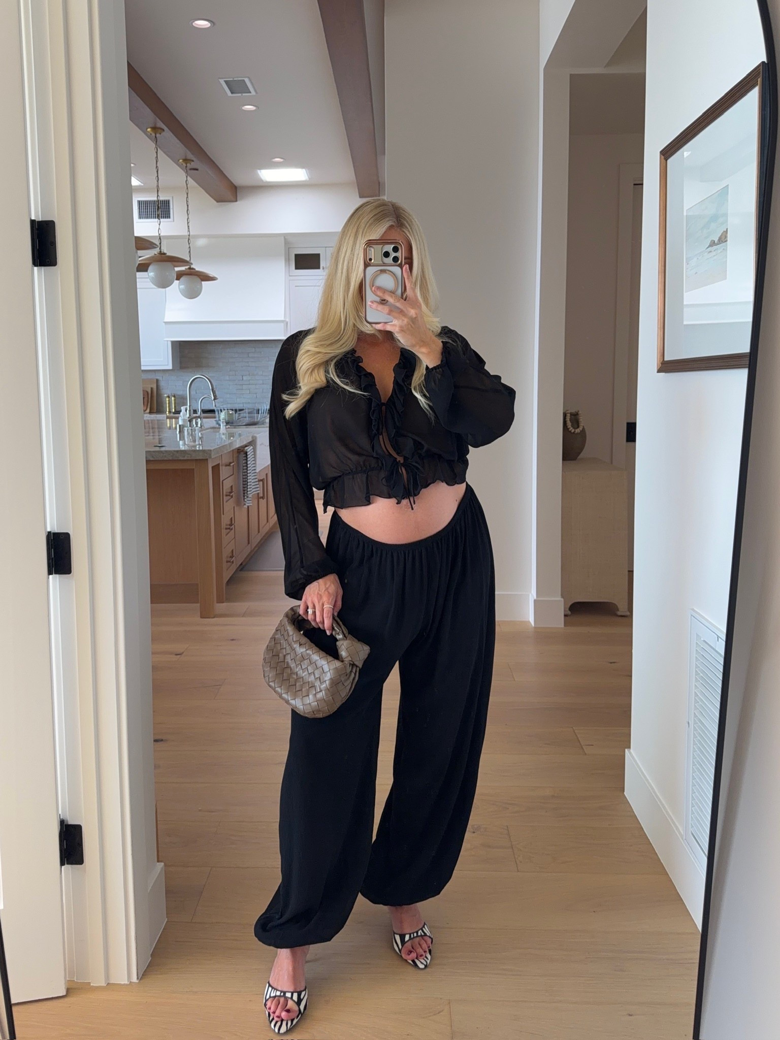 Wearing a medium in top & bottom (sized up for pregnancy), linked similar shoes & bags! #kathleenpost

Pregnancy style, bump chic outfit, spring transition look, spring outfits 2026, bump friendly, maternity look

#LTKBump #LTKSeasonal #LTKootd