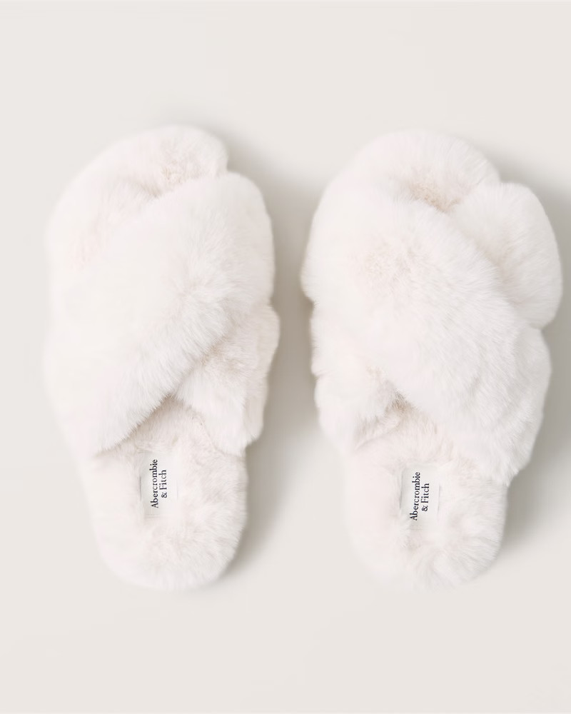 Fluffy Criss-Cross Slippers | Abercrombie & Fitch (US)