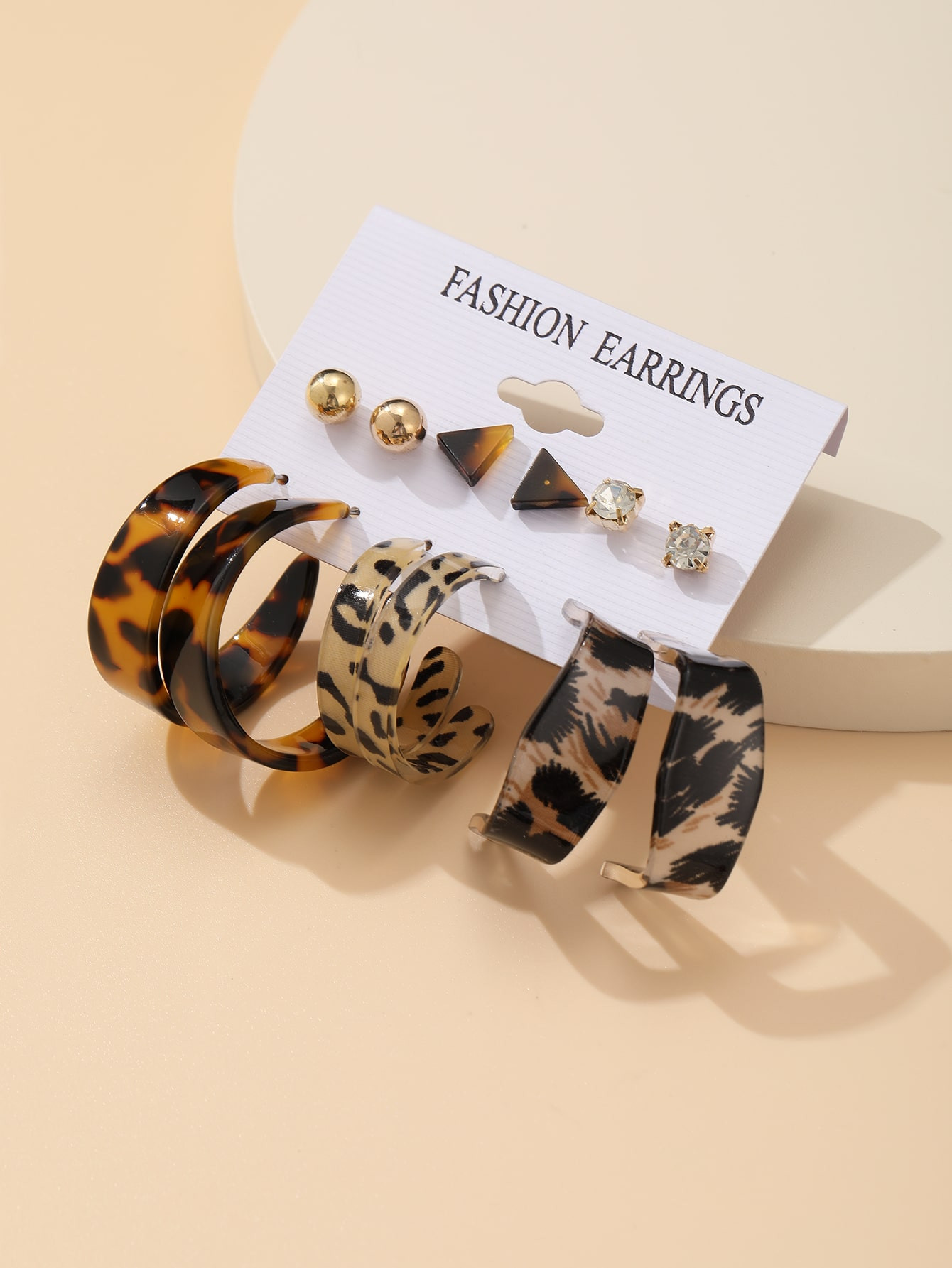 6pairs Leopard Pattern Earrings | SHEIN