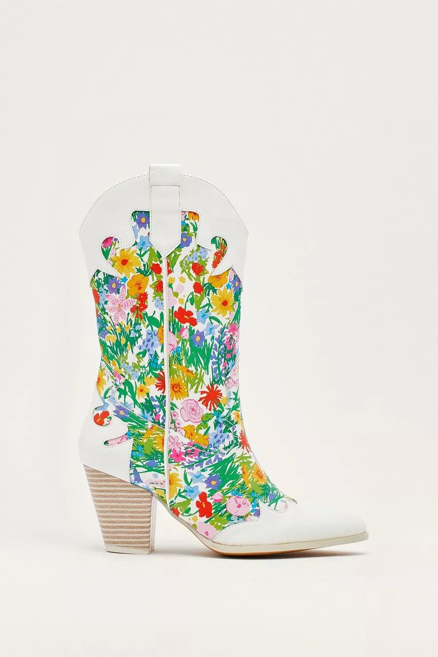 Contrast Floral Print Western Boots | Nasty Gal (US)