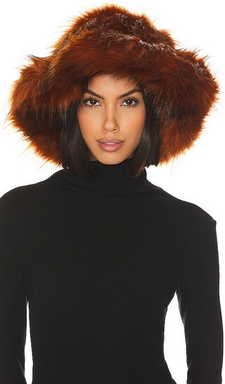 The Emily Faux Fur Hat in Brown | Revolve Clothing (Global)