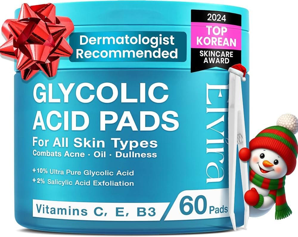 Elvira Glycolic Acid Exfoliating Facial Pads With 10% Glycolic Acid, 2% Salicylic Acid & Niacinam... | Amazon (US)