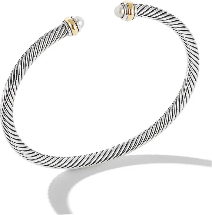 David Yurman Classic Cable Bracelet in Sterling Silver with 18K Yellow Gold and Pearls, 4mm | Nor... | Nordstrom