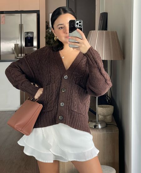 Cozy knit for fall, paired with a brown bag and skirt for early fall outfit. 🍂

#LTKfindsunder50 #LTKstyletip #LTKfindsunder100
