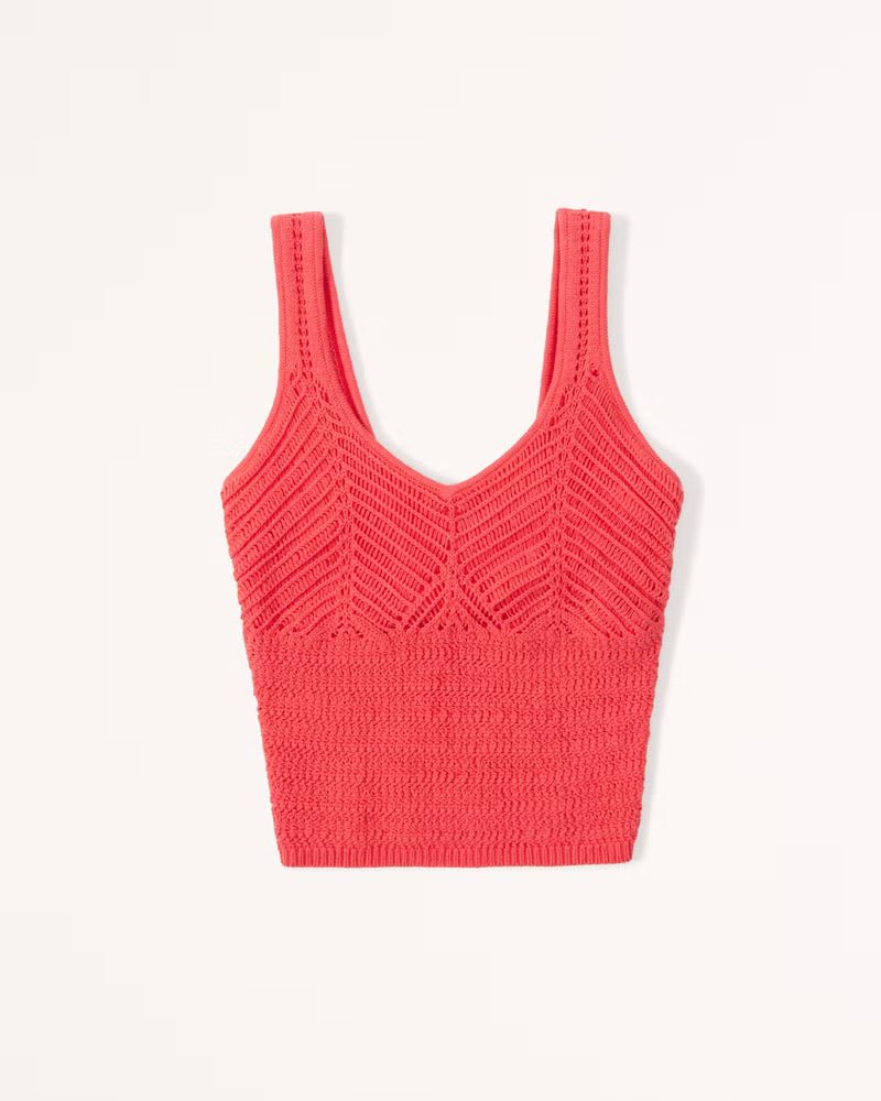Abercrombie & Fitch Women's Shaped Crochet Sweater Tank in Red - Size XS | Abercrombie & Fitch (US)