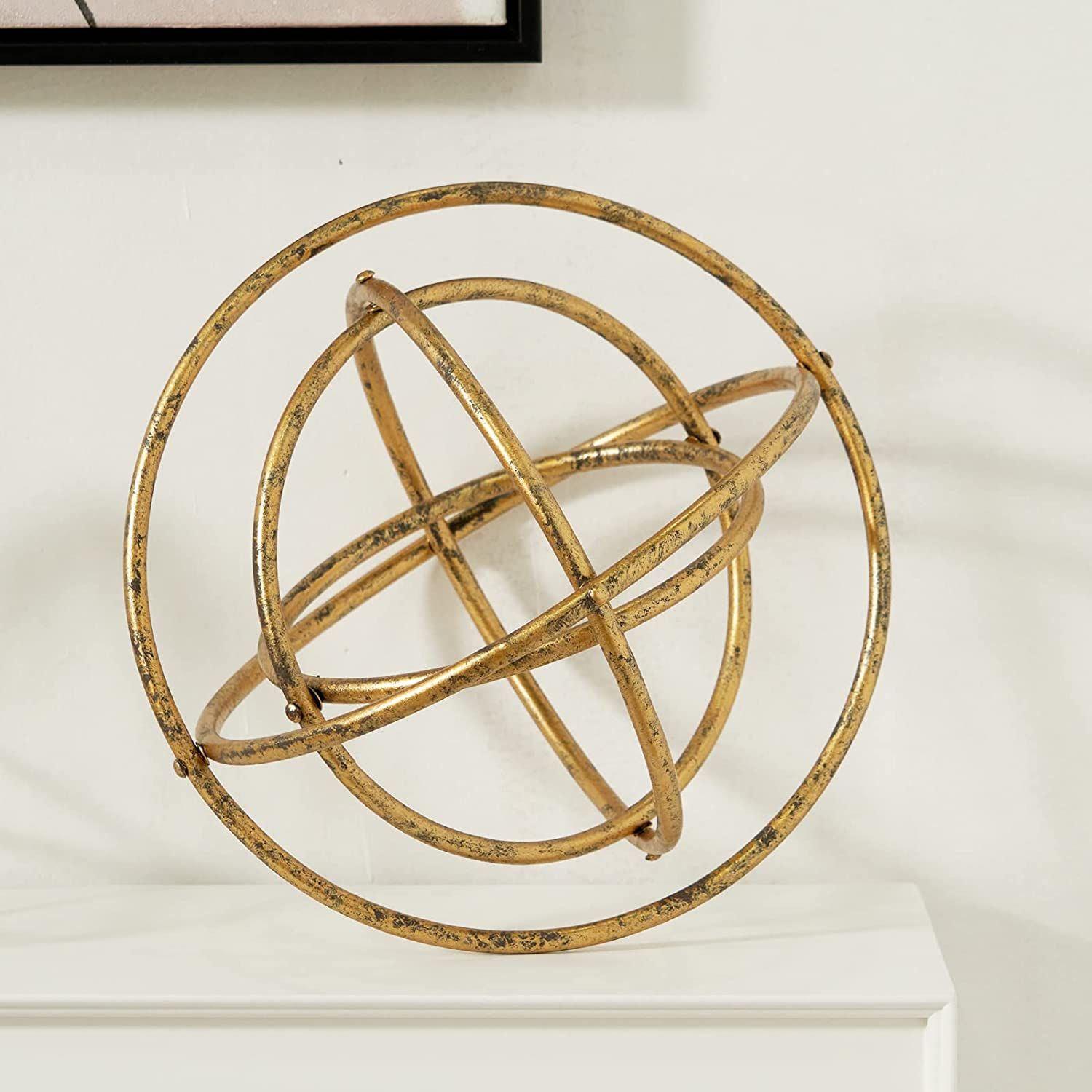 HLQMFHT 10 inches-Golden Iron Sphere,Foldable Geometric Sculpture Decorative Sphere,Tabletop Deco... | Amazon (US)