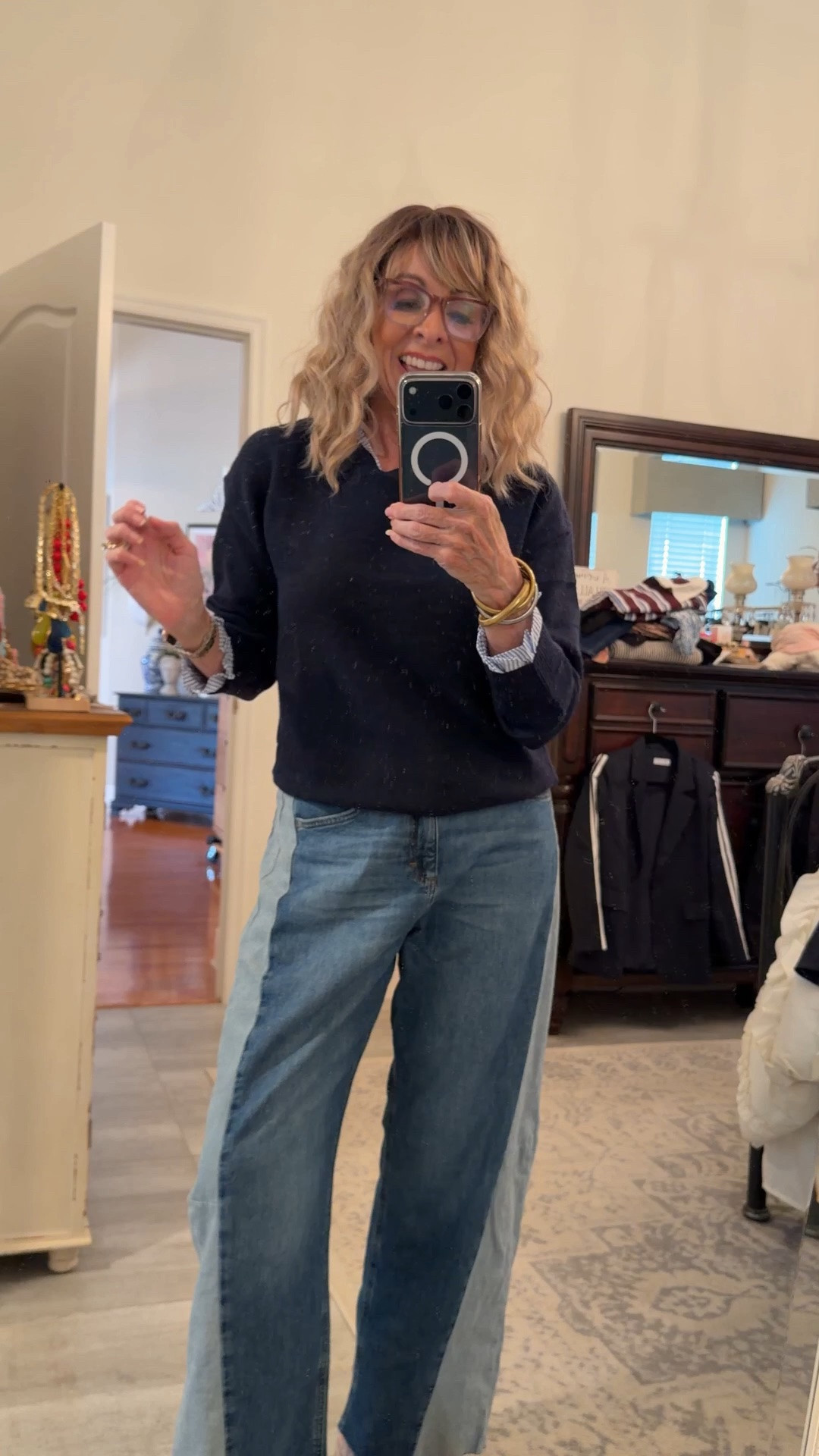 Can’t get over these cute jeans! They look great with this sweater that gives the layered look without the layer! Wearing a 4 in the jeans and a small in the sweater. 
Fall fashion ideas
Fall fashion over 50

#LTKOver40 #LTKSaleAlert