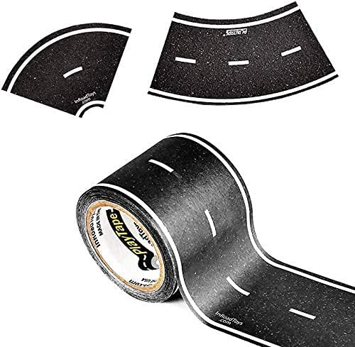 PlayTape Road Tape and Curves for Toy Cars - 1 Roll of 30 ft. x 2 in. Black Road + 1 Roll of 36 C... | Amazon (US)