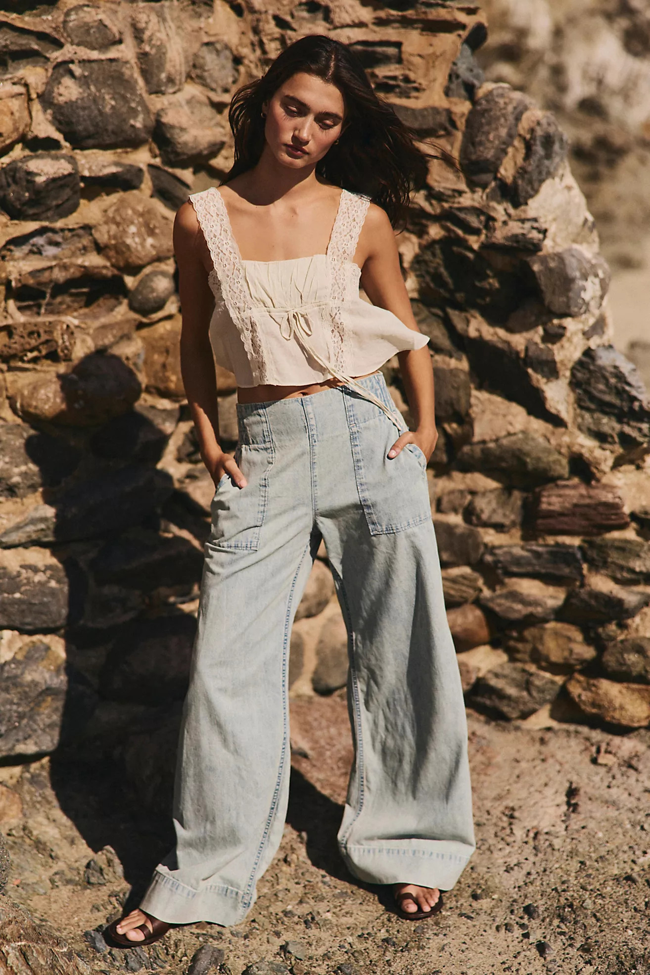 We The Free Breezy Denim Pull-On Jeans | Free People (Global - UK&FR Excluded)