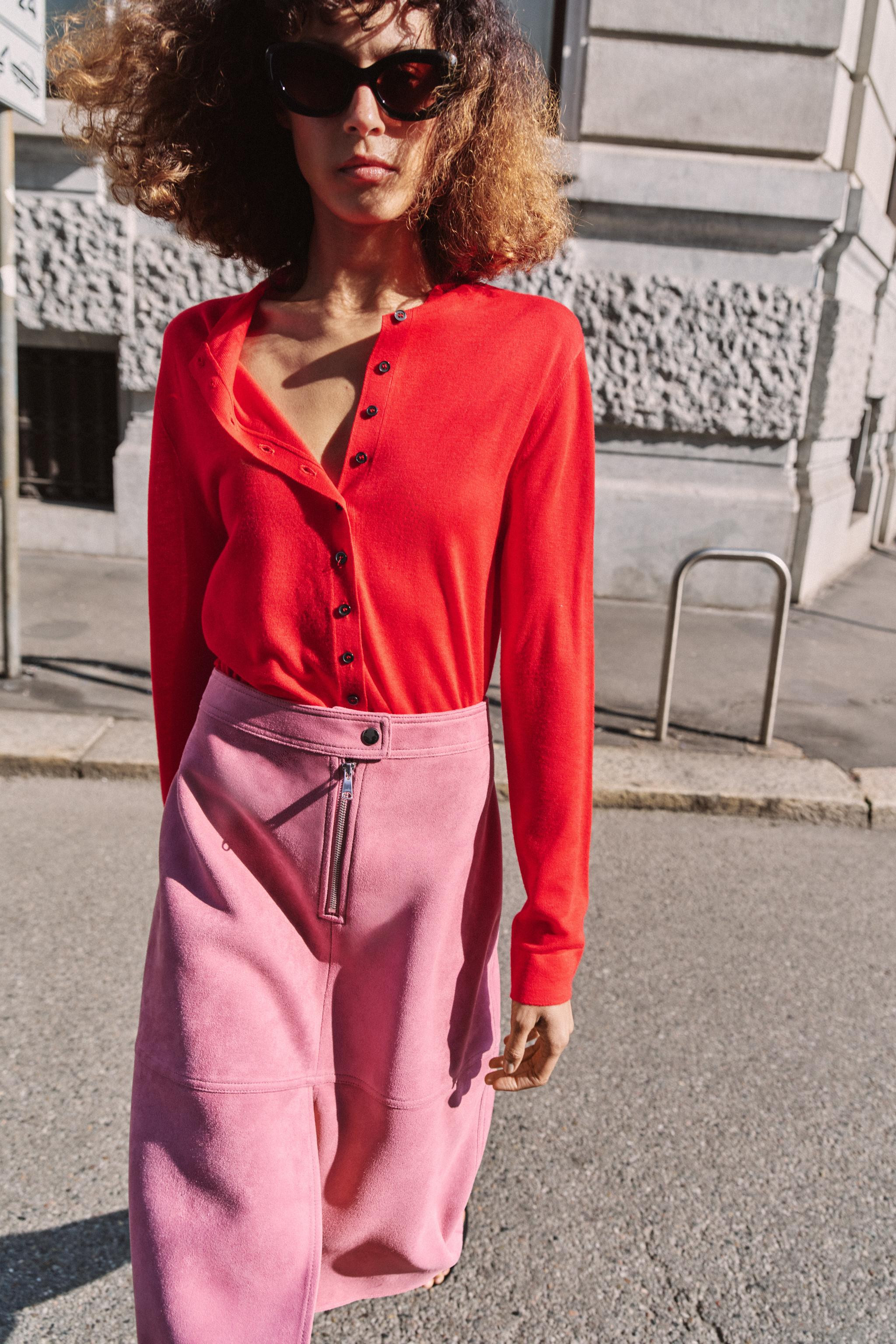 FAUX SUEDE MIDI SKIRT | Zara US