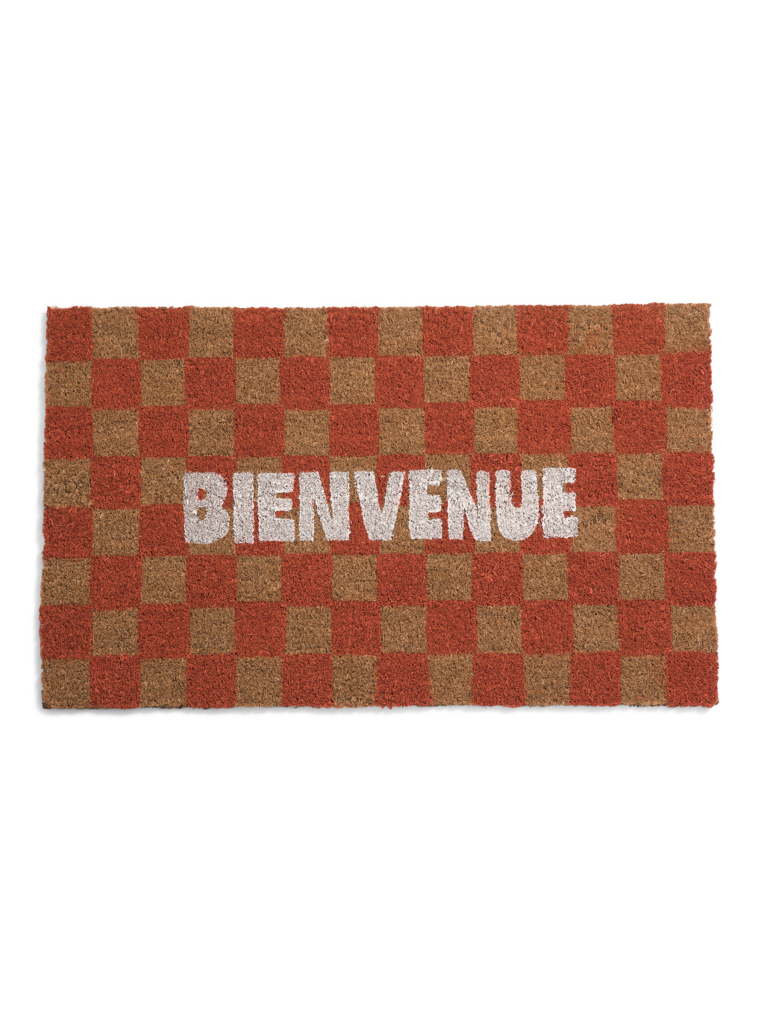 18x30 Bienvenue Checks Welcome Coir Doormat | TJ Maxx