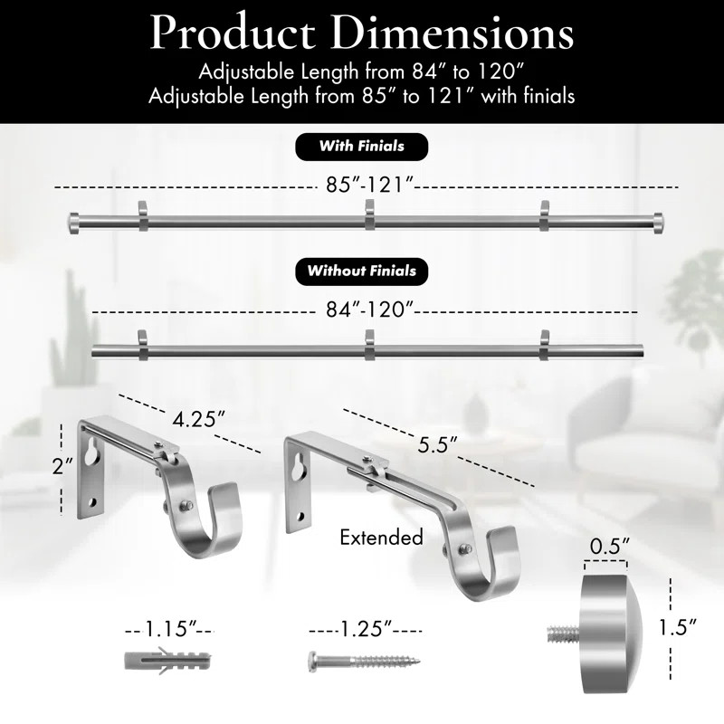 Adjustable Single Curtain Rod | Wayfair North America