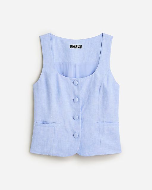 Scoopneck linen-blend vest | J. Crew US