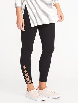 Lattice-Hem Ankle Leggings for Women | Old Navy US