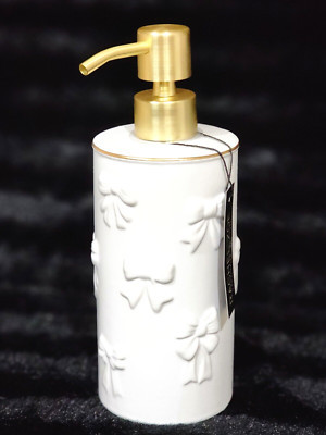 Rachel Zoe White Coquette Bows on White Soap Lotion Dispenser 8" Gold Pump Bath | eBay US