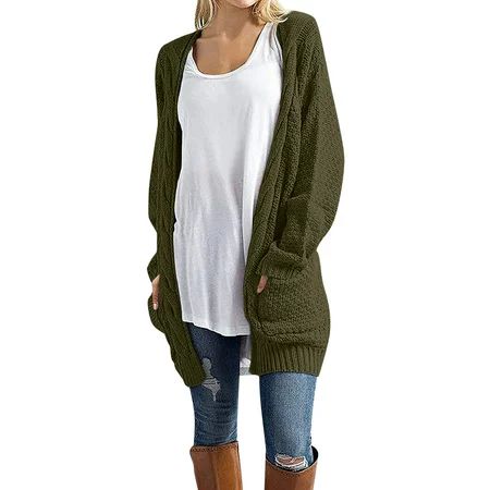 LBECLEY Cardigans for Women Summer Women Loose Open Front Long Sleeve Knit Cable Cardigans Sweater w | Walmart (US)