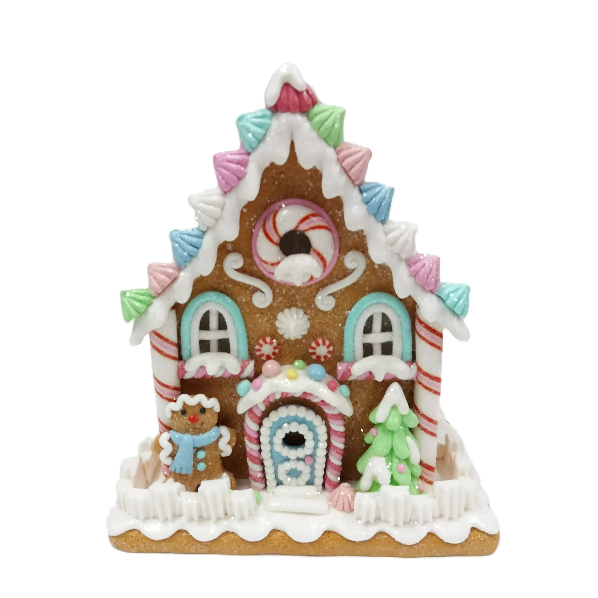 Christmas Village LED Multicolor Pastel Gingerbread House Decoration, 8", by Holiday Time | Walmart (US)