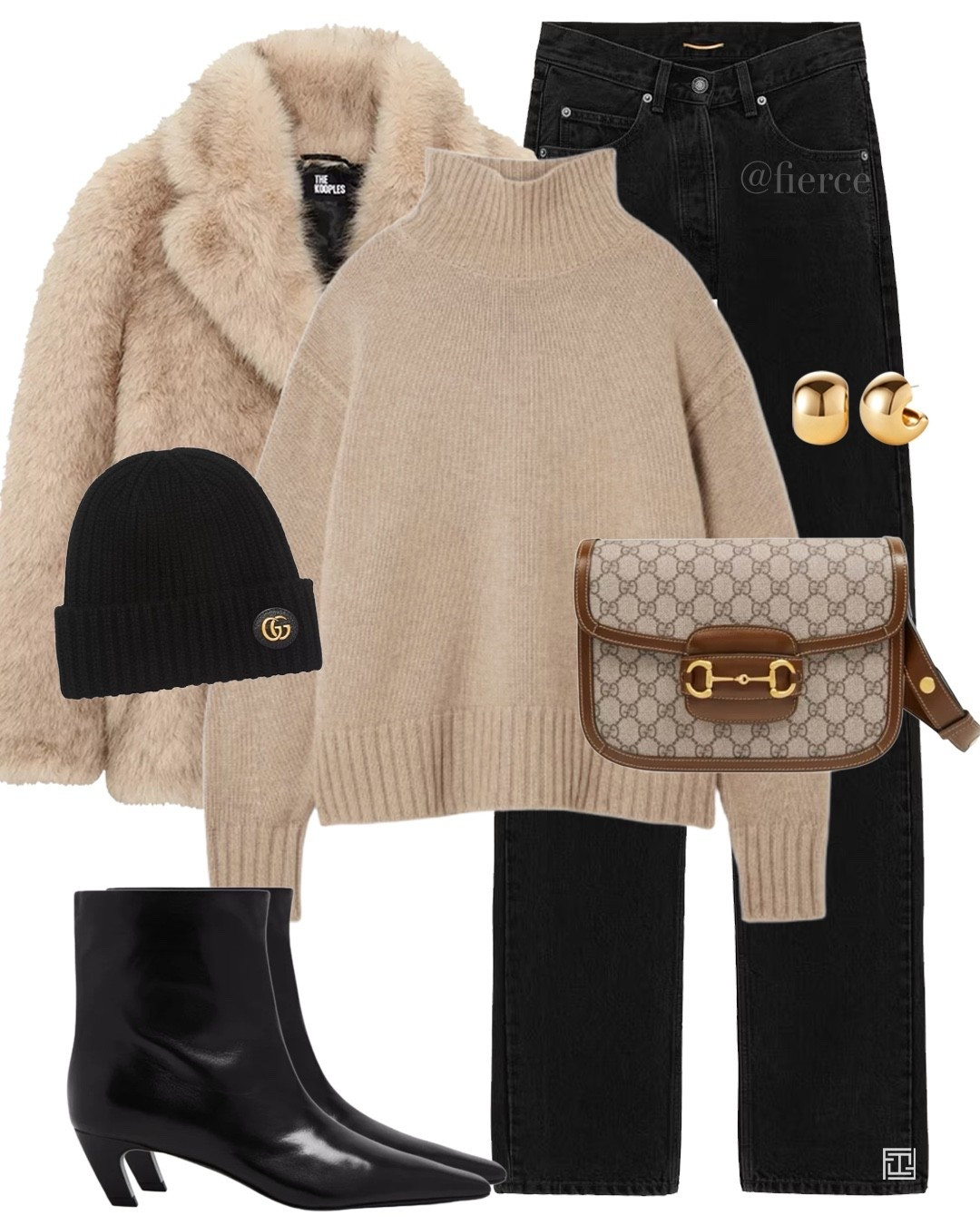 Beige faux fur turtleneck jumper black leaks black heeled ankle boots casual chic outfit 

#LTKwinter #LTKeurope #LTKuk