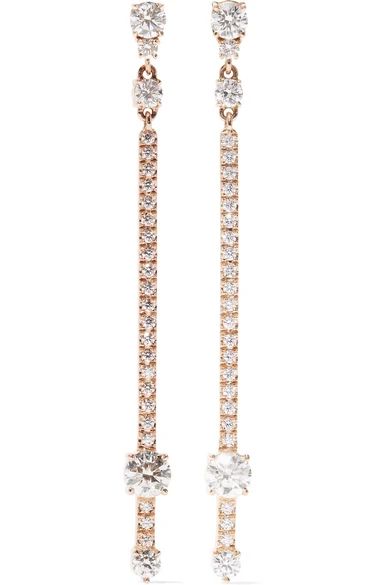 18-karat rose gold diamond earrings | NET-A-PORTER (US)