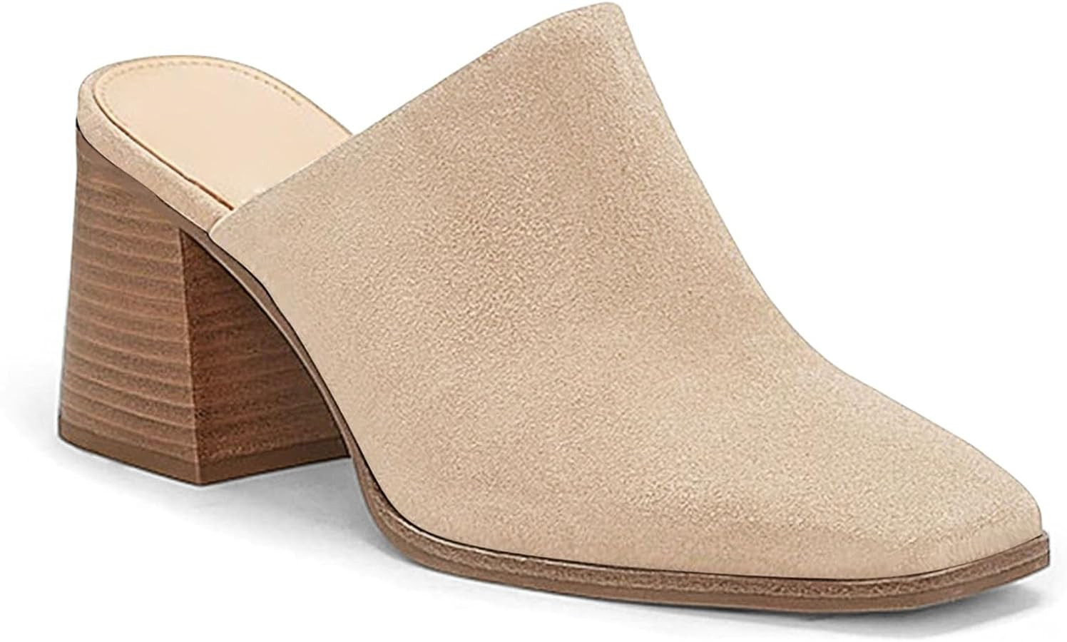Womens Chunky Stacked Heel Mules Closed Square Toe Heeled Slip on Clogs Casual Backless Loafers S... | Amazon (US)