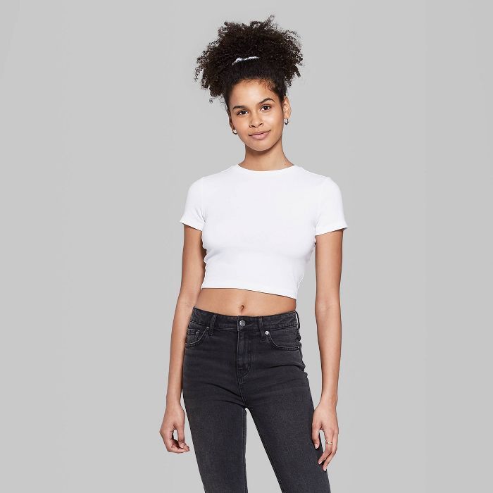 Women&#39;s Short Sleeve Cropped T-Shirt - Wild Fable&#8482; White XL | Target