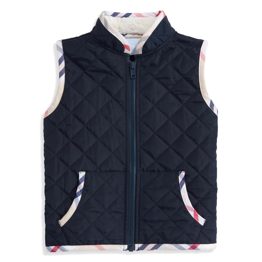 Printed Trim Puffer Vest | bella bliss 