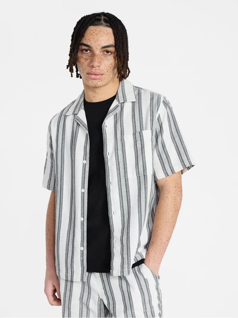 No Boundaries Men's Textured Shirt with Short Sleeves, Sizes XS-4XLT | Walmart (US)