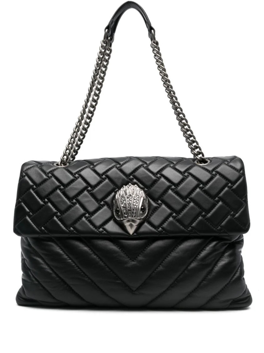 Chevron Quilted Leather Shoulder Bag With Silver-Tone Accents | Shop Simon