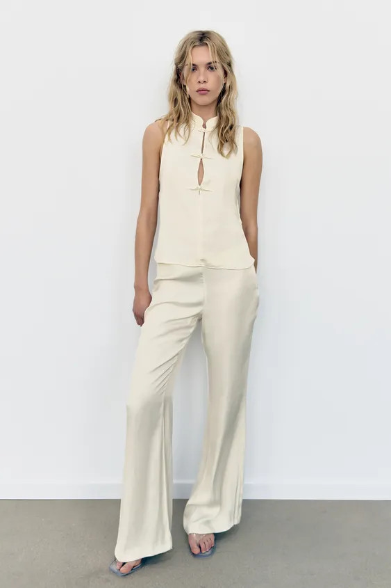 SATIN FLARE TROUSERS | Zara UK