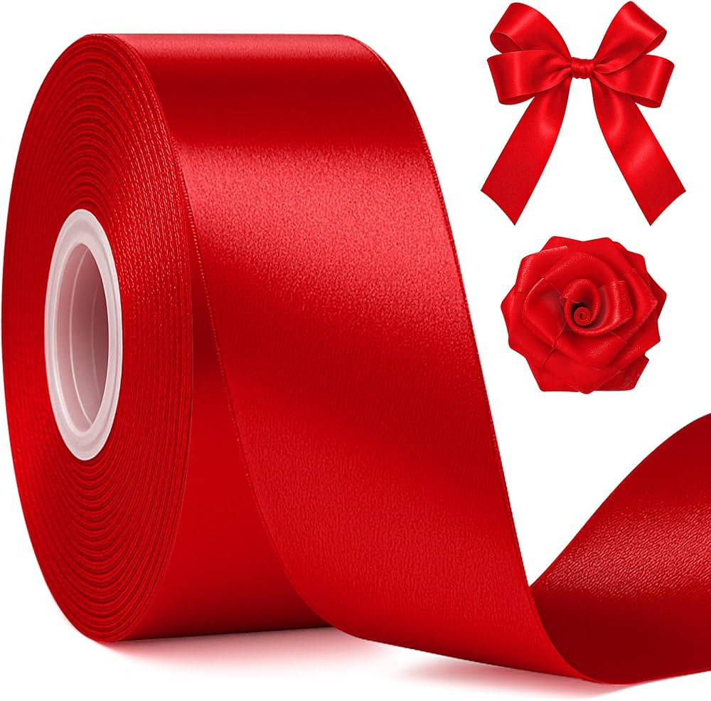 1 1/2 in 30 Yards Polyester Red Ribbon for Gift Wrapping Festival Decor | Amazon (US)