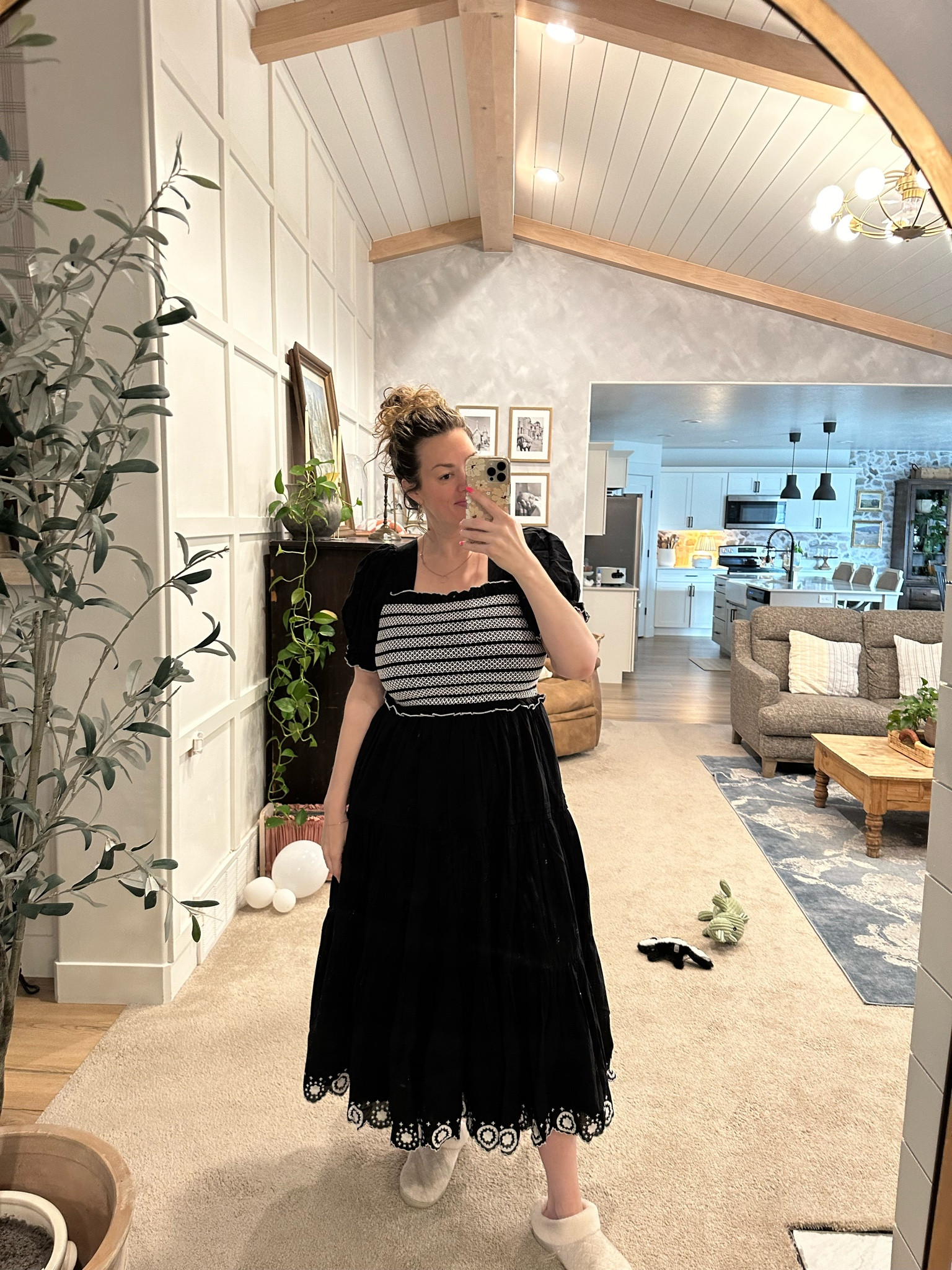 Beautiful dress perfect for dressing up or down! Comfortable smocking on top and scalloped edge in the bottom of the skirt. Could very well be great for a wedding guest dress and it would work great with a bump for a maternity option 

#LTKWedding #LTKMidsize #LTKPlusSize