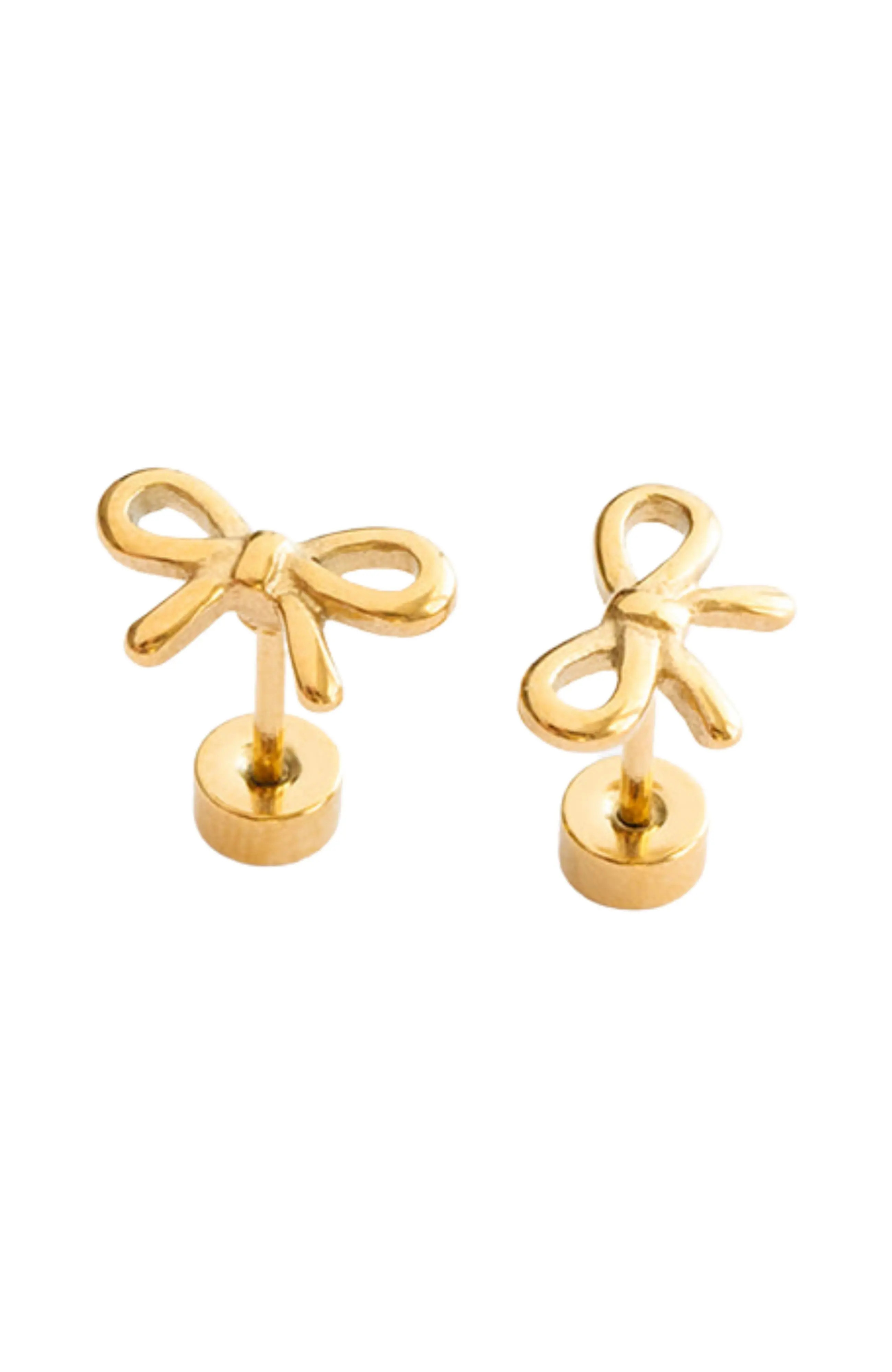 Pip Pop Kids' Bow Hypoallergenic Flatback Stud Earrings | Nordstrom | Nordstrom