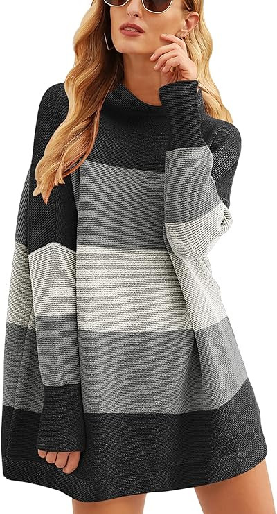 ANRABESS Women Oversized Casual Loose Turtleneck Long Sleeve Slouchy Baggy Knit Tunic Sweaters Pu... | Amazon (US)