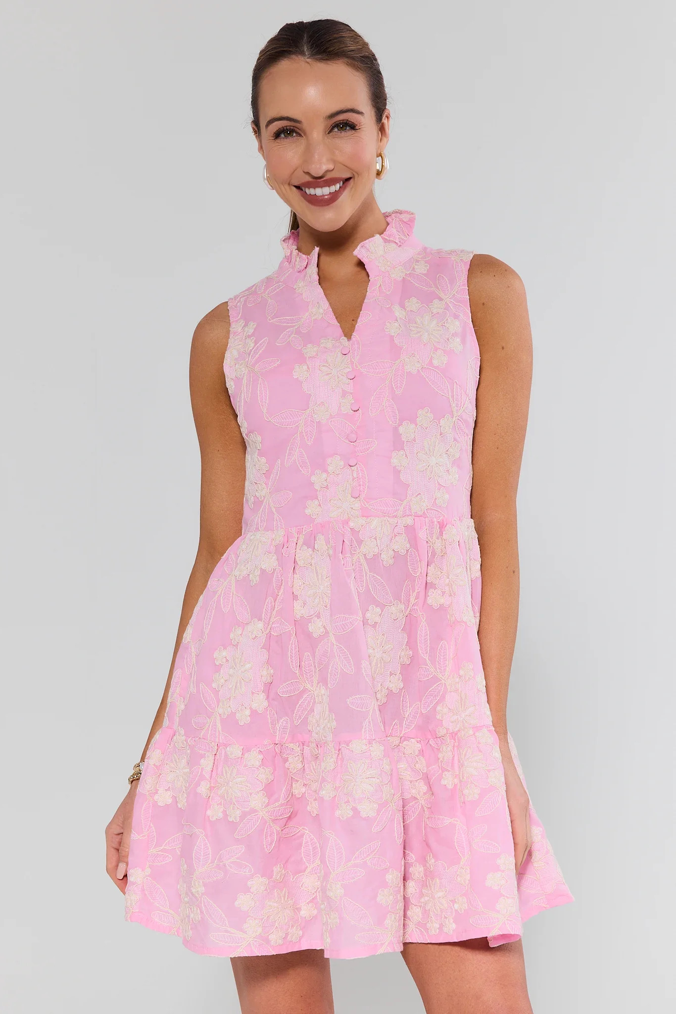 Maddie Pink Lace Short Dress | Avara