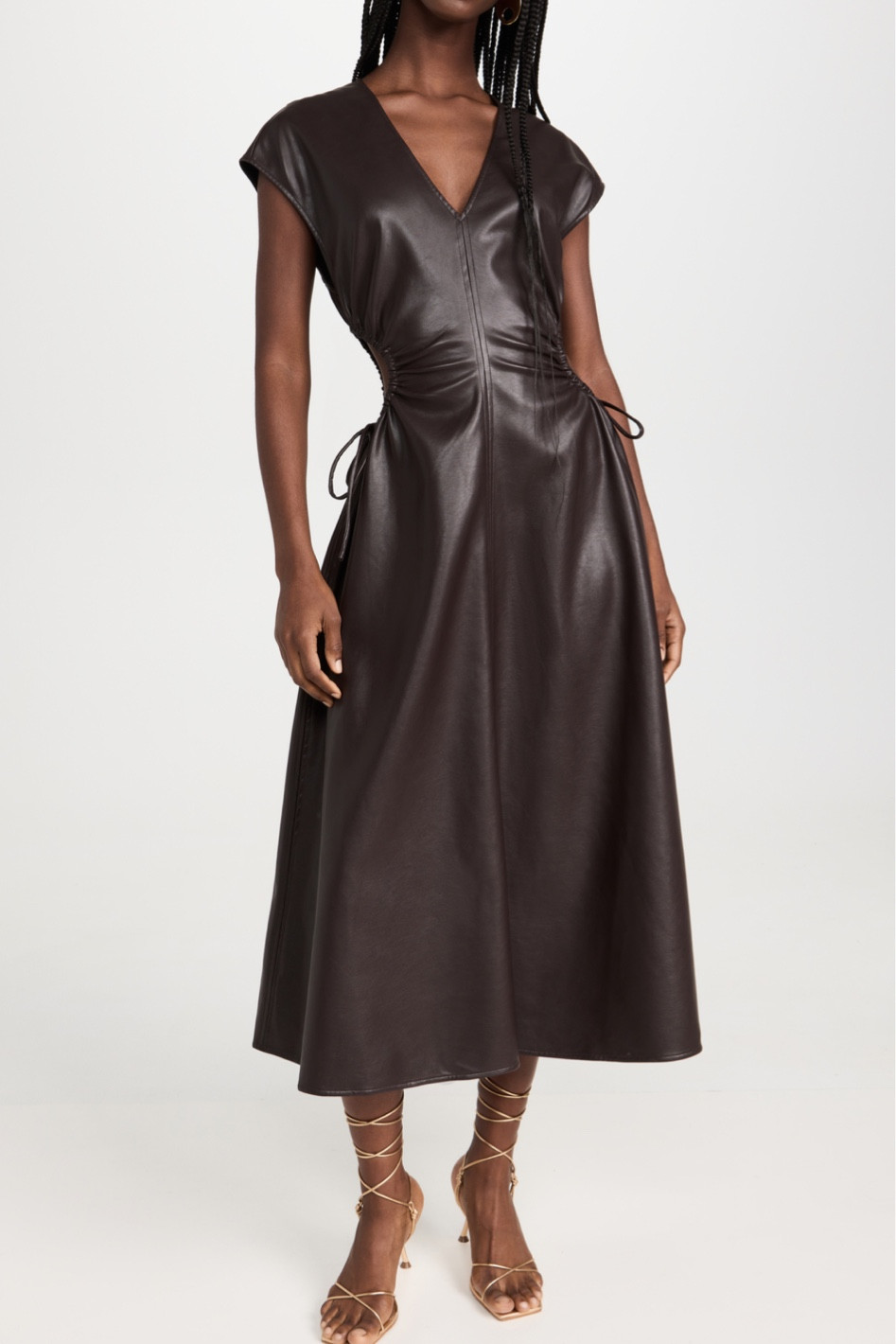 Brown leather midi dress with open back 

#LTKSeasonal #LTKstyletip