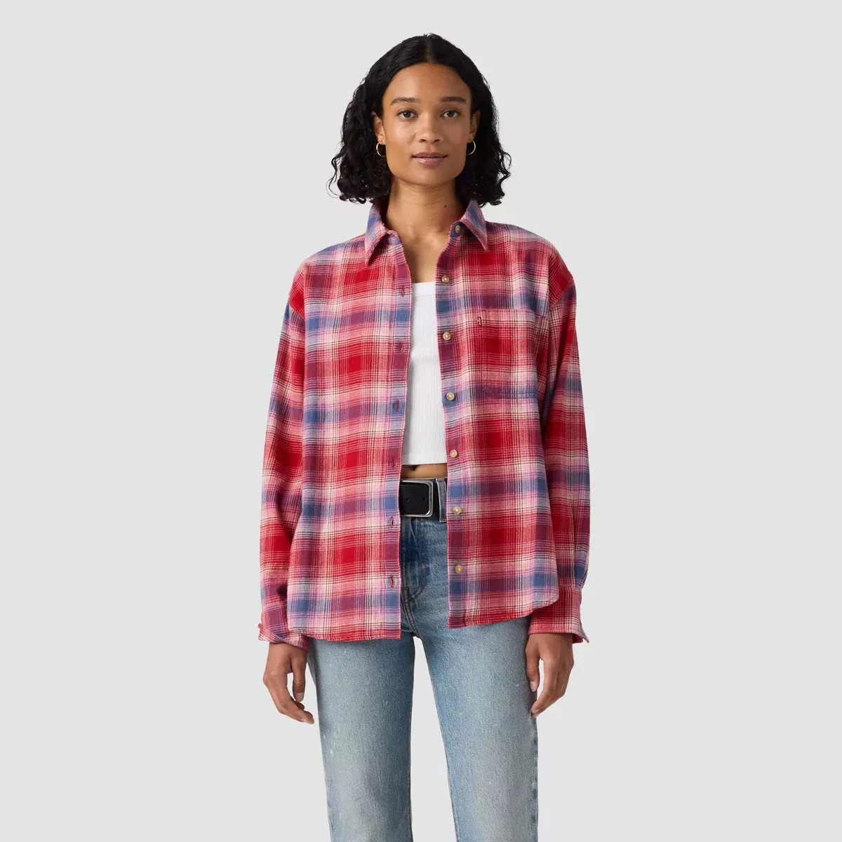Levi's\u00ae Women's Shirts Nash Flannel - Pink/Red Plaid M | Target