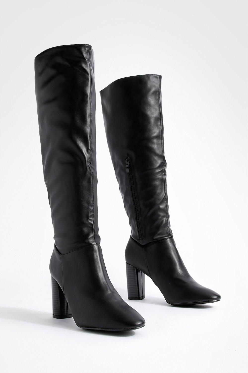 Womens Block Heel Knee High Boots - Black - 4 | Boohoo.com (US & CA)